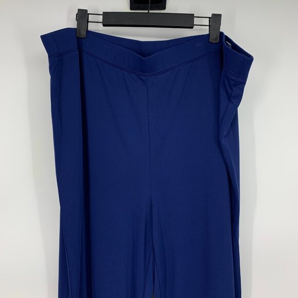 Susan Graver Pants Blue Liquid Knit Pull On Stretch Straight Leg - Picture 3 of 10